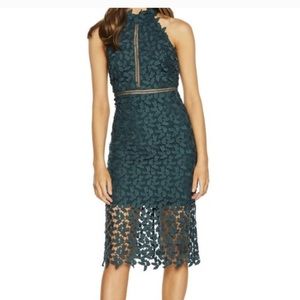 Bardot dark green embroidered dress